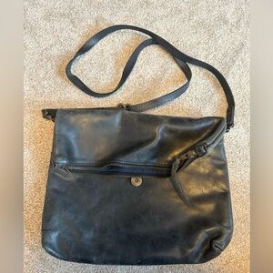 ABLE Genuine Leather Black Leather Crossbody Bag